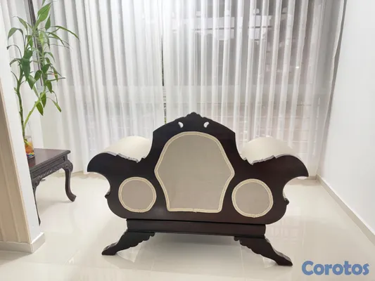 muebles y colchones - Juego de sala clásico de caoba con mesa de centro 3