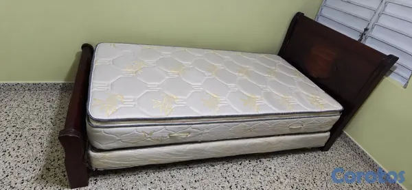 muebles y colchones - 🛏️ Cama Individual(Twin) de Pino Tratado con Base  2