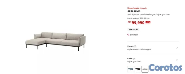 muebles y colchones - ÄPPLARYD sofá 4 plazas con chaiselongue, Lejde gri 2