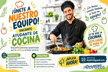 empleos disponibles - Buscamos ayudante de cocina con experiencia previa