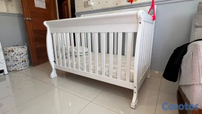 Cuna convertible en cama + Colchón nuevo 