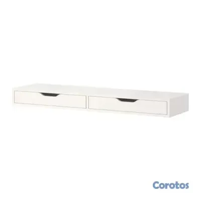 muebles y colchones - Repisa flotante IKEA EKBY ALEX blanca con 2 cajone 5