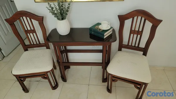 muebles y colchones - Combo de caoba, repisa y sillas con estilo clásico único. 4