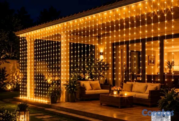 decoración y accesorios - Cortinas de luces Navideña de 3 Metros de Largo Multicolor Amarillo y blanca 🦋
 3