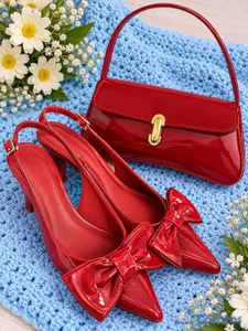 Hermoso Zapatos rojos 👠 y cartera de dama 