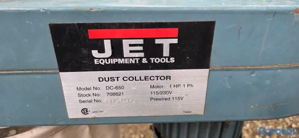 equipos profesionales - Colector de polvo para carpintería marca Jet Equipment & Tools, modelo DC-650. 2