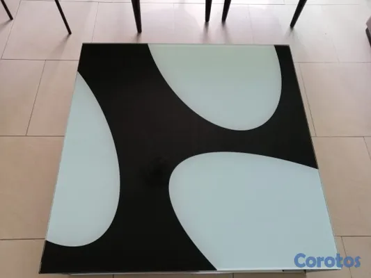 muebles y colchones - Mesa de cristal y acero inoxidable.  2