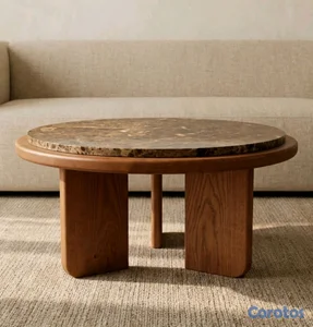 Mesa centro marmol emperador roble americano 81cm