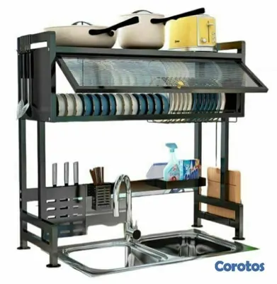cocina - Escurridor de platos con tapa grande 2