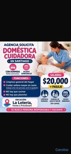 AGENCIA SOLICITA DOMÉSTICAS COMPLETAS Y NIÑERAS CO
