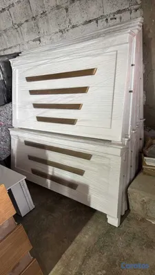 muebles y colchones - Juego de habitacion queen blanco con dorado  2