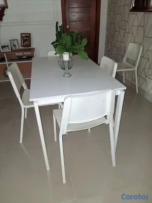 muebles y colchones - Juego de comedor blanco 2