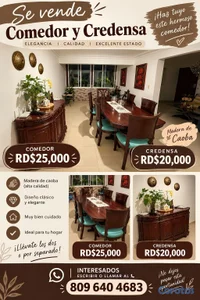 Juego de comedor en caoba y repisa 
