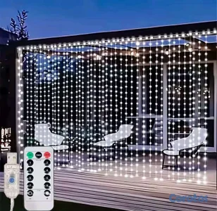Cortina LED 3/6 M, 8 modos de luces con control remoto. Decoración de navidad 
