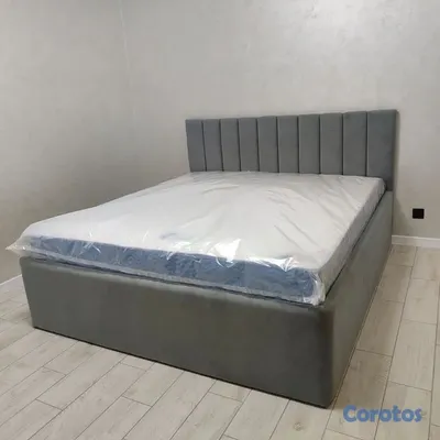 muebles y colchones - Cama tapizada color Gris y Beige+ Colchon. Nueva 5