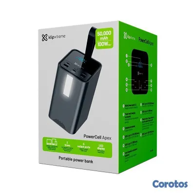 computadoras y laptops - CARGADOR MÓVIL (POWER BANK) KLIP XTREME KPB-900, 100W, 50,000MAH, 3X USB-C + 2X  3