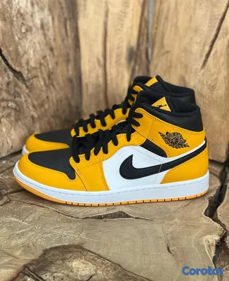 zapatos para hombre - Tenis Teni Sneaker NIKE AIR JORDAN 1 MID TAXI BLACK YELLOW Original Originales🚕 2