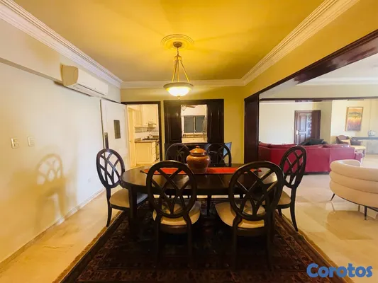 apartamentos - Apartamento amoblado en alquiler (283mts) 3 habitaciones 2 balcones Av Anacaona. 10