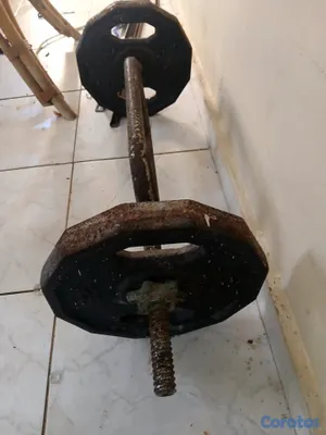 Artículos Deportivos - Pesa multi uso y discos 25 lbs y barra 10lbs 3