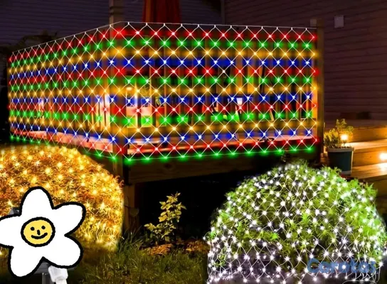decoración y accesorios - Malla de Luces Navideña 3 Metros por 2 Metros, multicolor , amarillo cálido y bl 4