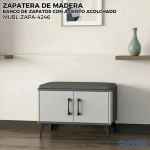 Banco zapatero con asiento acolchado 60 cm