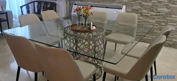muebles y colchones - Mesa Cuadrada con Cristal Templado 62" 3