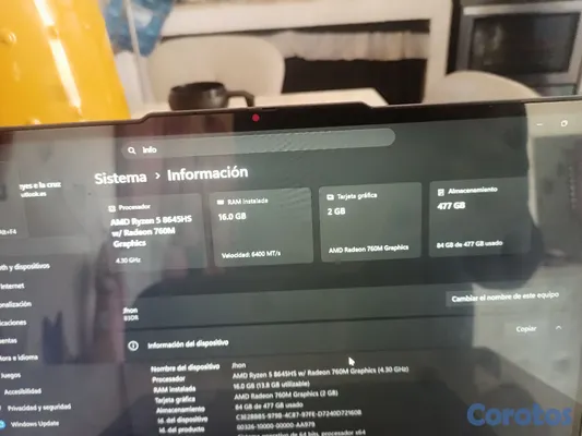 computadoras y laptops - Laptop Lenovo Ryzen 5 8645HS / 16GB RAM / Radeon 760M / 512GB SSD a buen precio  8