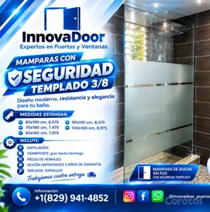 MAMPARAS DE BAÑO CON SEGURIDAD TEMPLADA GROSOR 3/8 OFERTA!
