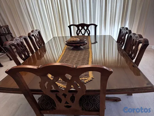 cocina - Comedor de 6 sillas en material de caoba con tope de cristal  4