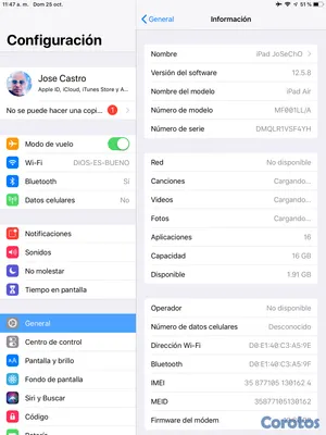 celulares y tabletas - Ipad Air Gen 1 LTE 16GB 3