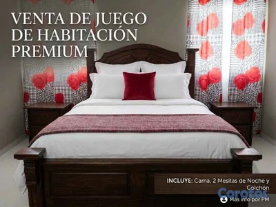 Juego de Habitación Queen en Madera Sólida + Colch