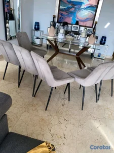 vendo comedor 6 sillas y tope de cristal 