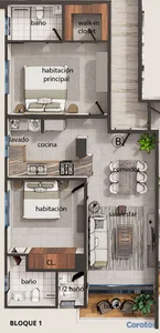 Venta Apartamento 2 Hab 2 Parqueos en Construcción