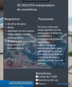 se solicita personal para almacen que tenga experiencia en etiquetado.