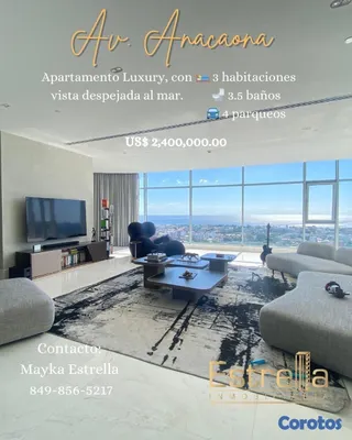 apartamentos - Anacaona 27 en venta US 2,400,000 y ALquiler US 14,000 2