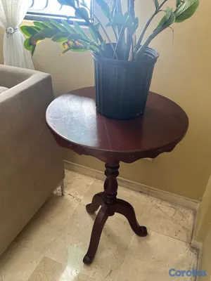 decoración y accesorios - Mesita auxiliar clásica de madera con pedestal 4