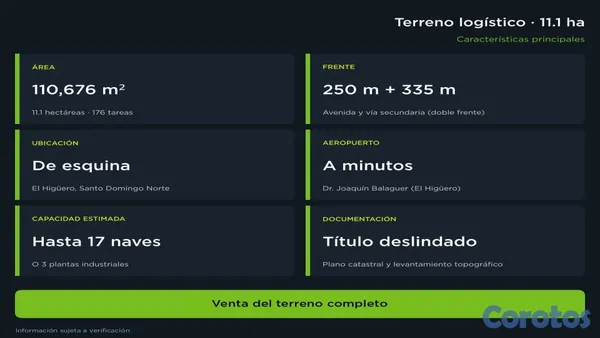 solares y terrenos - Terreno logístico en venta El Higüero, 11 ha de esquina con frente 2