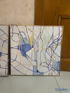 2 Cuadros con bordes dorados 