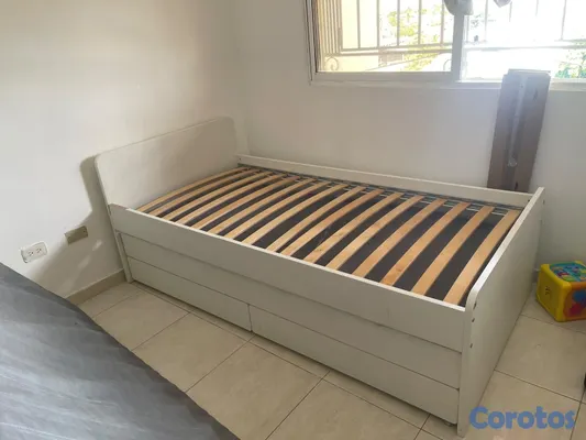 muebles y colchones - cama twin doble con barandilla incluida  6