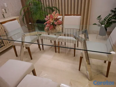 mesa de comedor tope cristal
