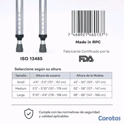 Salud y Equipamiento Médico - 1-PAR DE MULETAS (Para Niños Y Adultos) Size ( S,M,L) 2