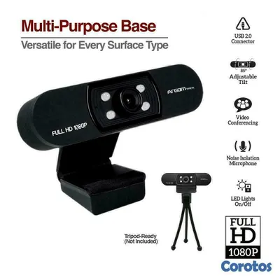 computadoras y laptops - CAMARA WEB ARGOM - LUZ LED, FULL HD,1080P CON MICRÓFONO Y REDUCCION DE RUIDO