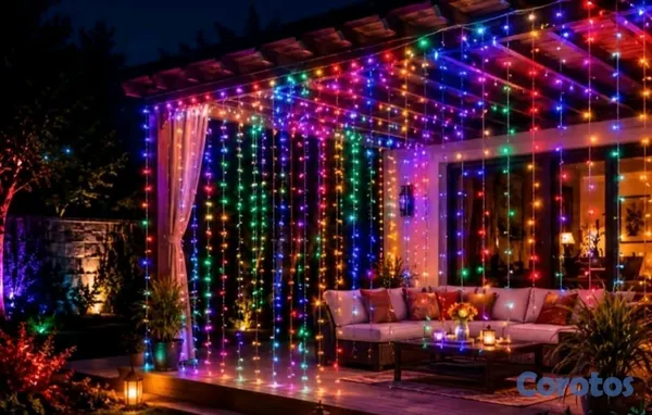 decoración y accesorios - Cortinas de luces Navideña de 3 Metros de Largo Multicolor Amarillo y blanca 🦋
 2