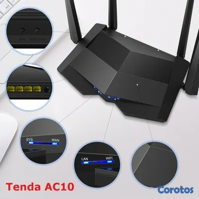 accesorios para electronica - ROUTER WIRELESS TENDA AC10, 1200MBPS , 4 PUERTOS GIGABIT, UN USB  EN 5 GHZ  3