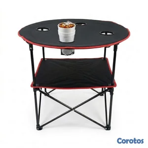 Mesa Plegable con Porta-Vasos Ideal para Eventos y