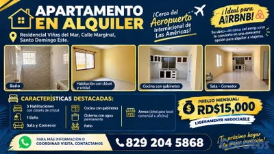 🏡✨¡APARTAMENTO EN ALQUILER EN SANTO DOMINGO ESTE!✨