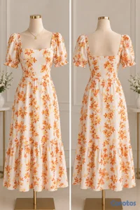Vestido floral blanco y naranja

✨ ¡Un vestido que se roba las miradas! ✨