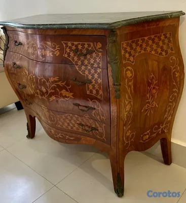 muebles y colchones - Cómoda estilo Luis XV con mármol y gavetas 4