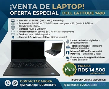 Computadora portátil Dell Latitude 7490 en venta