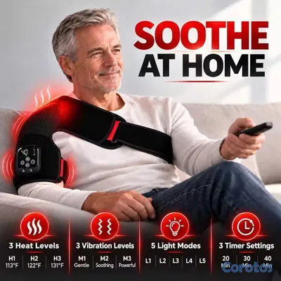 Salud y Equipamiento Médico - 🔥 ¡TERAPIA DE LUZ ROJA PARA HOMBRO! 102 Calor + Vibración Recargable 5000mAh 💪 6